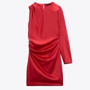 Zara Asymmetric Satin Effect Dress